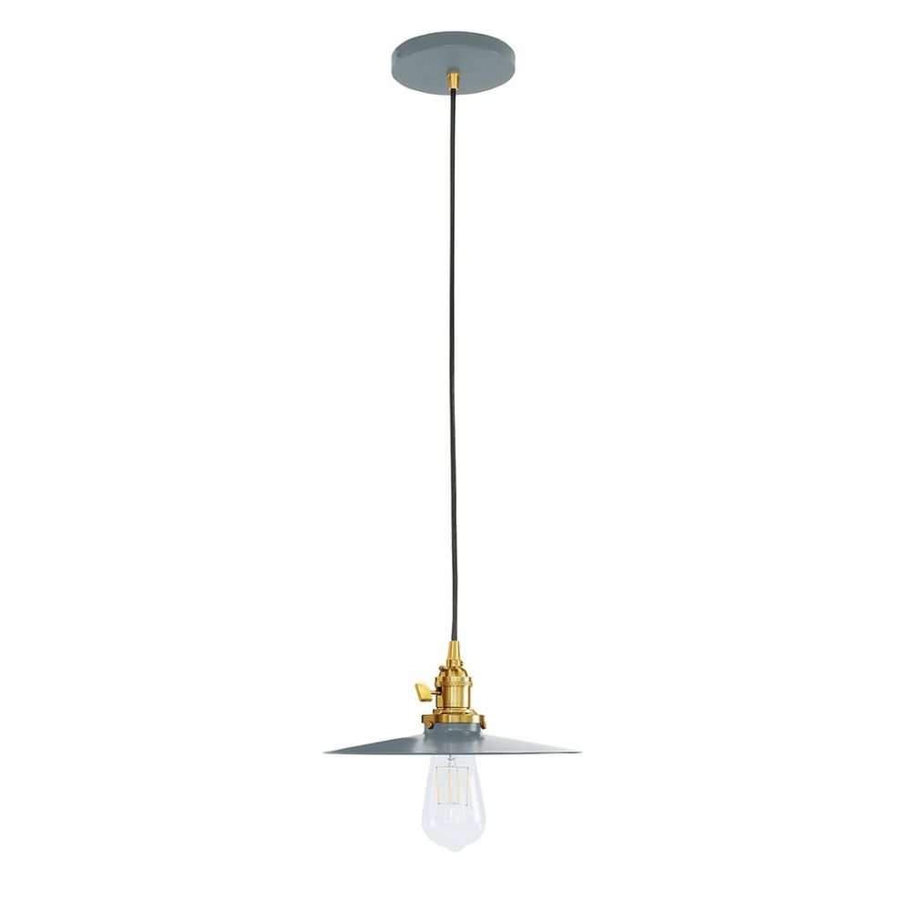 Montclair Lightworks PEB403-40-91 Uno 10" Pendant,  Slate Gray with Brushed Brass hardware